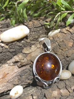 Dije de plata 925 con piedra Ambar