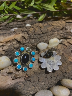 Aros clip de plata con piedra Onix Turquesa - comprar online