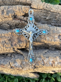 Cruz antigua de plata con Turquesa