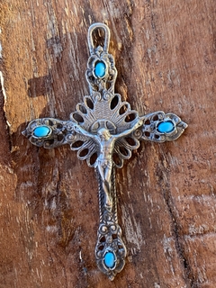 Cruz antigua de plata con Turquesa - comprar online