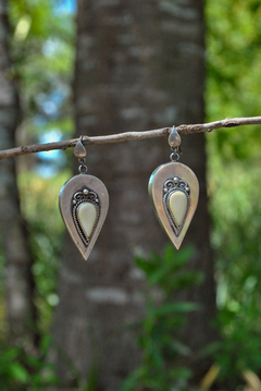 Aros colgantes plata y marfil