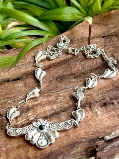 Cadena de plata y malaquita
