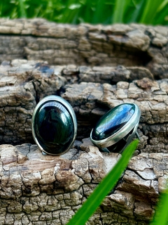 Aros clip de plata y hematite - comprar online