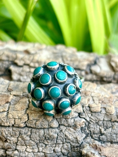 Anillo de plata mexicana con malaquita