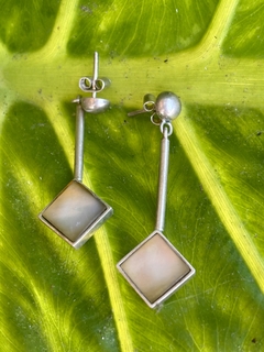 Antiguos aros de plata y nácar colgantes pasantes