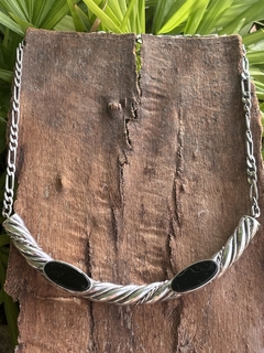 Antiguo collar de plata y ónix