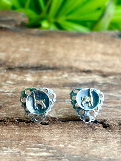 Aros de plata 925 peruana antiguos con llama en oro