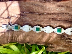 Antigua pulsera Belgiorno de plata y malaquita