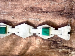 Antigua pulsera Belgiorno de plata y malaquita - comprar online