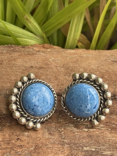 Antiguos aros clip de plata y turquesas - comprar online