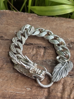 Antigua pulsera de plata excelente definición dragón en internet