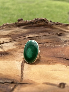 Antiguo anillo de plata 900 con malaquita
