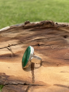Antiguo anillo de plata 900 con malaquita - comprar online