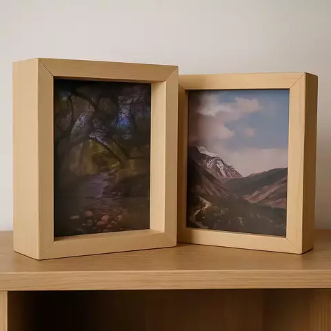 Cuadro de Madera Natural 16,5Cm x 21,5Cm Marco Ancho - comprar online