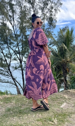 Vestido manga roxo midi na internet