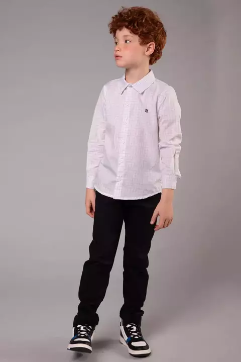 Conjunto de Camisa em Tricoline e Calça Skinny Comfy em Sarja Melange com Elastano LucBoo