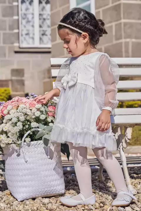 Vestido em Super Cetim e Tule com Elastano Kukiê