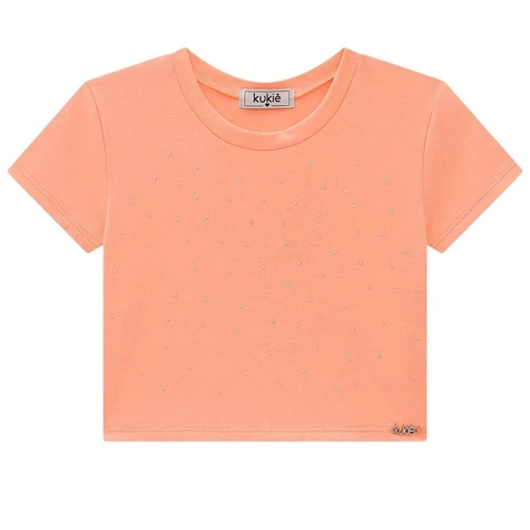 Blusa Cropped Menina em Cotton na cor LARANJA Kukiê