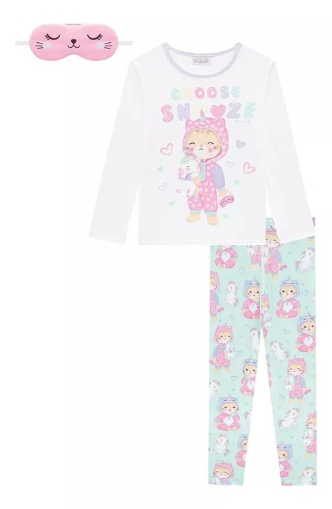Pijama Com Máscara Off White Unicórnio Kukiê