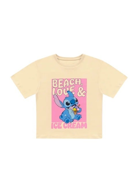 Blusa Manga Curta Lilo & Stitch Baunilha Fakini