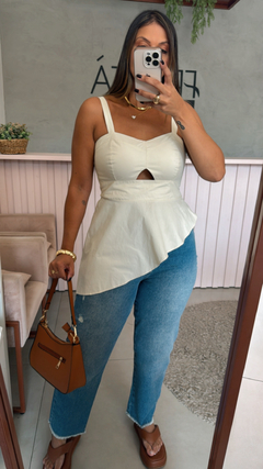 Blusa Alça Fina Babado Assimétrico Liso - loja online