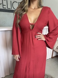 Vestido Longo Decote Pedras - Felicitá Modas