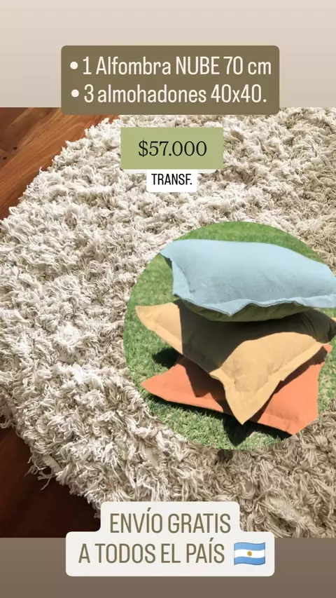 SET 1 ALFOMBRA NUBE + 3 ALMOHADONES - comprar online