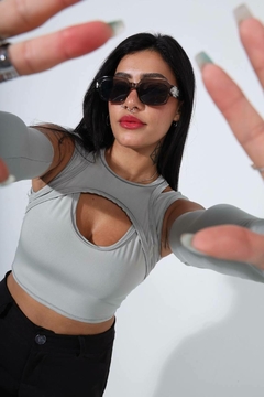 cropped clarisse cinza - comprar online