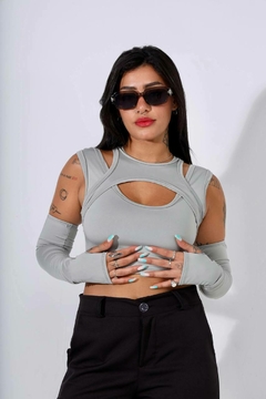 cropped clarisse cinza