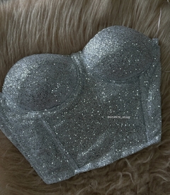 corset de brilho com bojo- prata