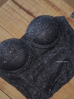 corset de brilho com bojo- preto