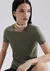 Blusa Básica Feminina Manga Curta Slim - Verde