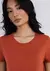 Blusa Básica Feminina Manga Curta Slim - Terracota