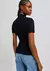 Blusa Básica Feminina Gola Alta Em Ribana Canelada - Preto na internet