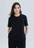 Blusa Básica Feminina Manga Curta Com Dobra - Preto