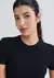 Blusa Feminina Manga Curta Slim Em Ribana - Preto