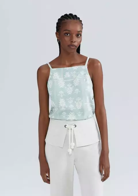 Regata Feminina Estampada Halter Neck - Verde