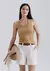 Regata Feminina Slim Decote U Em Tricô De Viscose - Bege - comprar online
