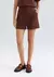 Shorts Feminino Cintura Alta Com Linho - Marrom - comprar online