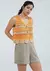 Shorts Feminino Cintura Alta Com Linho - Caqui - comprar online