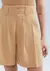 Shorts Feminino Em Alfaiataria Com Linho - Bege