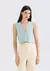Colete Cropped Feminino Em Tricô Leve - azul - comprar online