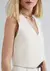 Colete Cropped Feminino Em Tricô Leve - Creme - comprar online