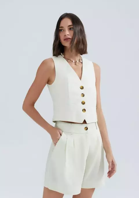 Colete Feminino Em Alfaiataria Eco - Verde