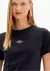 Blusa T-shirt Baby Look Manga Curta Enfeite Frontal - comprar online
