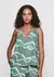 Regata Evasê Texturizada Alças Finas em Tons de Verde - Estampada