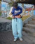 Calça Moletom Baggy Azul BB StreetWear Unissex