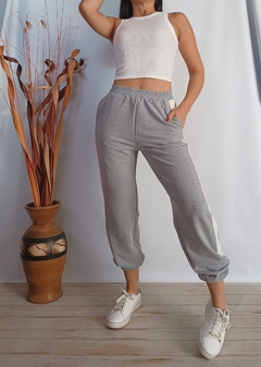 Jogging combinado frisa gris claro - tienda online