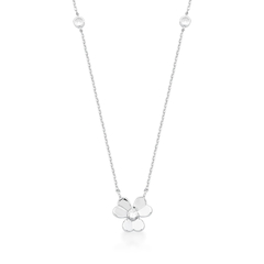 CONJUNTO DE FLOR COM ZIRCÔNIA BRANCA BANHADO A RÓDIO - comprar online