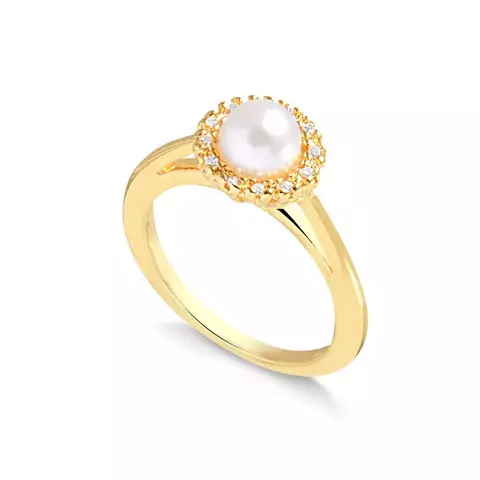 Anel Solitário Pérola Com Cravação em Volta